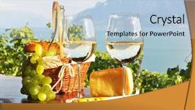  Presentation with switzerland - PPT theme featuring wine and grapes against geneva lake lavaux region switzerland background and a light blue colored foreground
