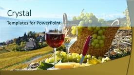  Presentation with grape vine wine grapes - PPT theme with wine and grapes lavaux switzerland background and a cool aqua colored foreground