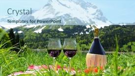  Presentation with picnic - Presentation theme enhanced with wine-and-vegetables-served background and a cool aqua colored foreground
