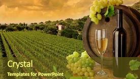 Presentation with wine barrel - Colorful theme enhanced with wine and vineyard in sunset backdrop and a tawny brown colored foreground