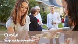  Presentation with block party - Beautiful slides featuring wine at a block party backdrop and a coral colored foreground