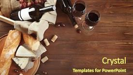  Presentation with wine cheese - Slides having wine baguette and cheese background and a tawny brown colored foreground