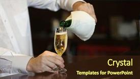  Presentation with close up of bartender - Colorful presentation enhanced with wine bar - bartender pouring champagne into glass backdrop and a wine colored foreground