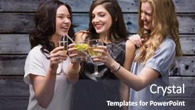  Presentation with bar drinks wine - PPT theme having wine bar - friends with drinks against grey background and a dark gray colored foreground