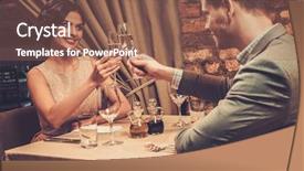  Presentation with restaurant toasting - PPT theme having wine bar - stylish wealthy couple toasting background and a violet colored foreground
