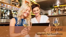  Presentation with restaurant menu - Cool new PPT theme with wine bar or restaurant backdrop and a red colored foreground