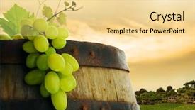  Presentation with wine barrel - Beautiful slide set featuring wine barrel and grapevine backdrop and a blonde colored foreground