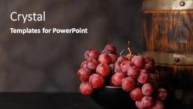  Presentation with wine barrel - Presentation theme enhanced with wine-barrel-and-lush-grapes background and a  colored foreground