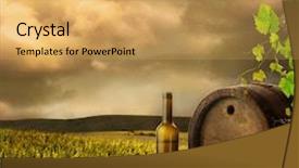  Presentation with vine wine - Beautiful presentation theme featuring wine barrel and vine backdrop and a yellow colored foreground
