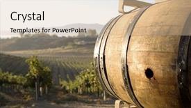  Presentation with wine barrel - Colorful PPT theme enhanced with wine barrel in vineyard backdrop and a soft green colored foreground