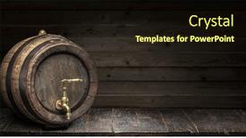  Presentation with wine barrel - Amazing PPT theme having wine barrel on the old wooden table backdrop and a wine colored foreground