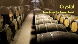  Presentation with wine barrel - Cool new PPT theme with wine barrels in cellar wide backdrop and a tawny brown colored foreground