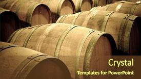  Presentation with cellar - Slide deck consisting of wine barrels in cellar background and a tawny brown colored foreground