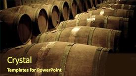  Presentation with barrels - PPT theme with wine barrels in cellar background and a tawny brown colored foreground