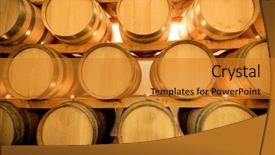  Presentation with barrels - Audience pleasing PPT theme consisting of wine barrels in old wine backdrop and a gold colored foreground