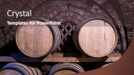  Presentation with barrels - Slide set having wine-barrels-in-the-cellar background and a tawny brown colored foreground