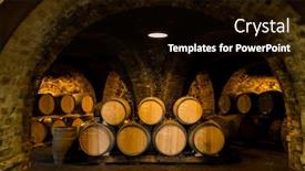  Presentation with barrels - Presentation design having wine-barrels-in-the-cellar background and a black colored foreground