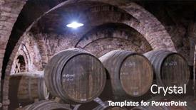 Presentation with barrels - PPT theme enhanced with wine-barrels-in-the-cellar background and a dark gray colored foreground