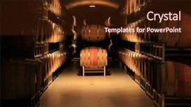  Presentation with cellar - Cool new PPT theme with wine barrels stacked backdrop and a wine colored foreground