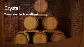  Presentation with wine barrel - Audience pleasing presentation design consisting of wine barrels stacked backdrop and a wine colored foreground