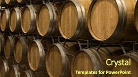 Presentation with wine barrel - Colorful slide deck enhanced with wine barrels stacked backdrop and a tawny brown colored foreground
