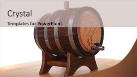  Presentation with wine beer spirits - Presentation design having wine beer spirits - hand made wooden barrel full background and a soft green colored foreground
