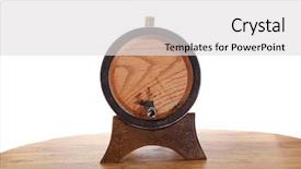  Presentation with wooden - Slide set with wine beer spirits - hand made wooden barrel full background and a light gray colored foreground
