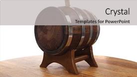  Presentation with inside an oak barrel - Audience pleasing slide set consisting of wine beer spirits - hand made wooden barrel full backdrop and a light gray colored foreground