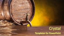  Presentation with oak barrel - Slide set with wine beer spirits - old oak barrel background and a tawny brown colored foreground