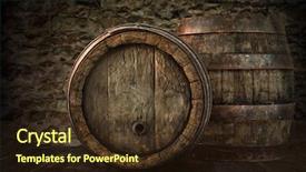  Presentation with wine beer spirits - Presentation theme enhanced with wine beer spirits - old oak barrels on blurred background and a wine colored foreground