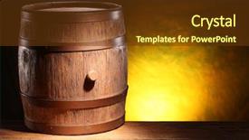  Presentation with wine beer - Theme enhanced with wine beer spirits - wooden barrel on a dark background and a tawny brown colored foreground