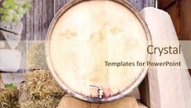  Presentation with cellar - Presentation design consisting of wine beer spirits - wooden barrel with grape background and a  colored foreground