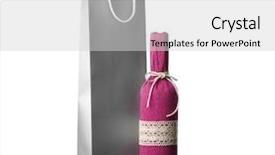  Presentation with bottle - Cool new PPT layouts with wine bottle and gift bag backdrop and a light gray colored foreground