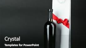  Presentation with glass bottle packaging - Slide deck having wine bottle and gift bag background and a black colored foreground
