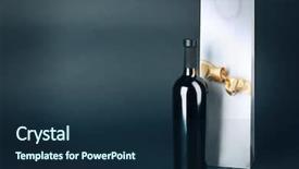  Presentation with bottle - Slide deck having wine bottle and gift bag background and a navy blue colored foreground