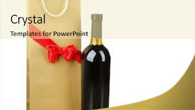  Presentation with bottle - Slide set enhanced with wine bottle and gift bag background and a  colored foreground