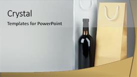  Presentation with bottling wine - PPT layouts having wine bottle and gift bags background and a  colored foreground