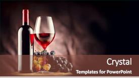  Presentation with black art - Audience pleasing PPT layouts consisting of wine bottle and glass backdrop and a tawny brown colored foreground