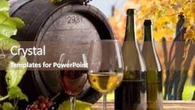  Presentation with wine barrel - Slide deck consisting of wine bottle and glasses with wodden barrel background and a tawny brown colored foreground