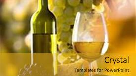  Presentation with wine barrel - Beautiful theme featuring wine bottle and glasses with wodden barrel backdrop and a gold colored foreground