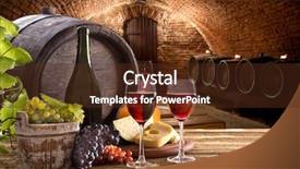  Presentation with wine barrel - PPT layouts enhanced with wine bottle and glasses background and a tawny brown colored foreground