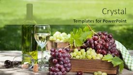  Presentation with unleavened bread grape wine - Presentation enhanced with wine bottle and grape outdoor still life with space for your text background and a yellow colored foreground