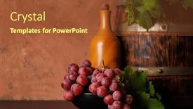  Presentation with bottle - PPT layouts featuring wine-bottle-and-lush-grapes background and a tawny brown colored foreground