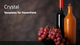  Presentation with bottle - Presentation theme with wine-bottle-and-lush-grapes background and a dark gray colored foreground