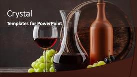  Presentation with bottle red wine - Beautiful PPT theme featuring wine-bottle-decanter-glass backdrop and a tawny brown colored foreground