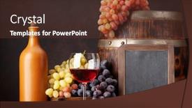  Presentation with wine barrel - Cool new theme with wine-bottle-grapes-glass backdrop and a tawny brown colored foreground