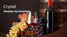  Presentation with wine barrel - PPT theme featuring wine-bottle-grapes-glass background and a wine colored foreground