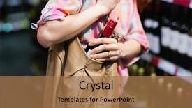  Presentation with bottling wine - Colorful theme enhanced with wine bottle in her bag backdrop and a coral colored foreground