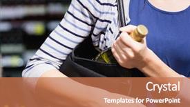  Presentation with bottling wine - Slide deck with wine bottle in her bag background and a coral colored foreground