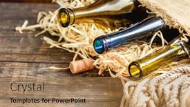  Presentation with sommelier - Slide set consisting of wine-bottle-on-a-wooden background and a coral colored foreground